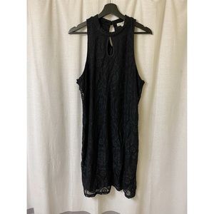 Knee length black lace dress